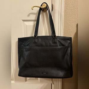 Fossil leather tote